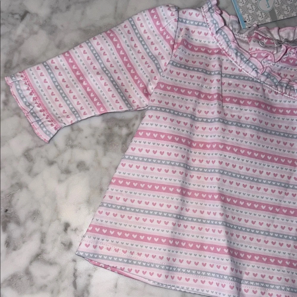 NWT Kissy Kissy Pink & White Striped Ruffle Baby Set